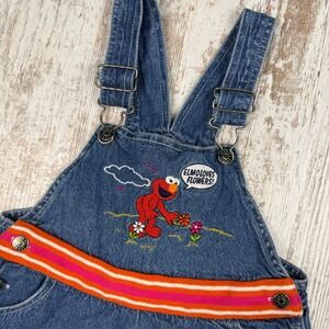 Vintage Sesame Street Elmo Denim Overall Dress Pinafore Blue 4T 2002 Muppets